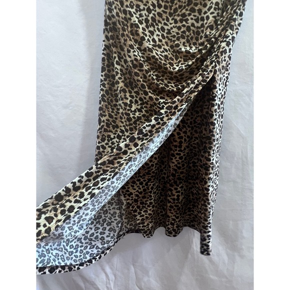 Y2K Evan-Picone Leopard Print Ruched Sheath Dress Brown Black Size 12 Sleeveless - Picture 5 of 6